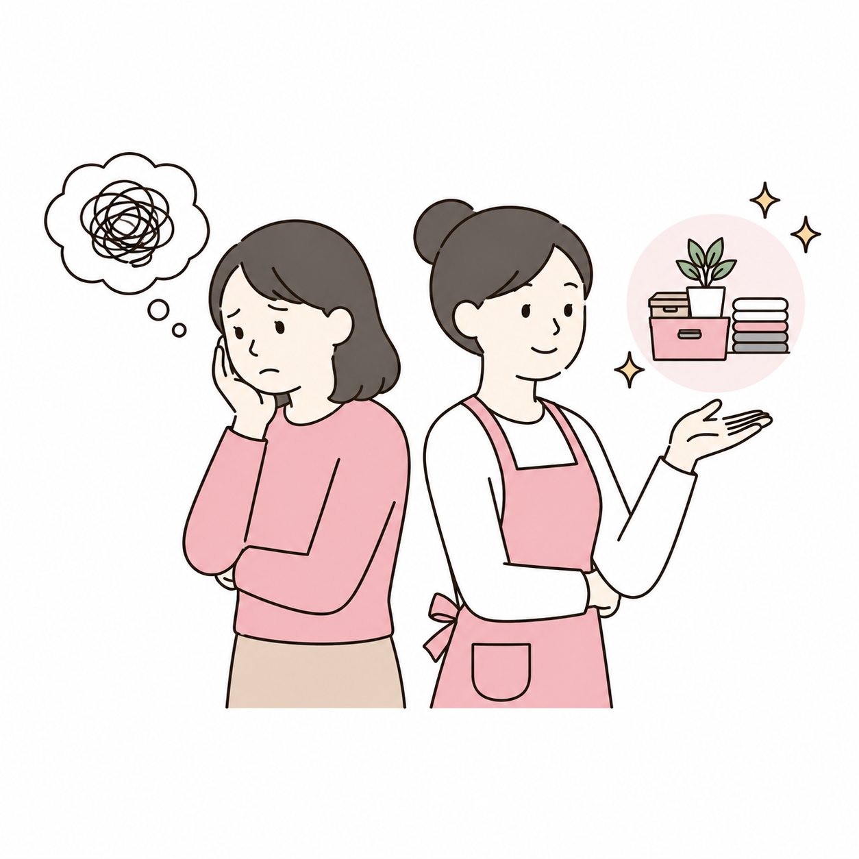 整理師陪伴客戶討論收納與分類